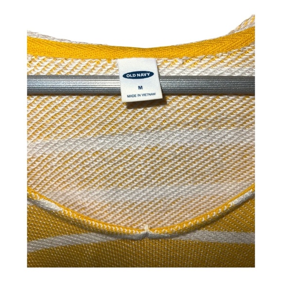 🟣Old Navy Yellow & White Striped Hooded Pullover – Size Medium - Picture 3 of 4